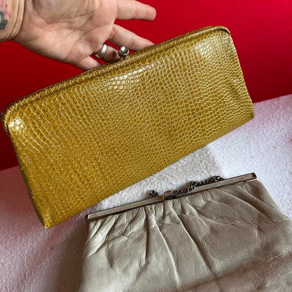 Vintage Purses Clutch Cream Golden Yellow Retro Classic Grandmacore Handbags - Picture 4 of 8